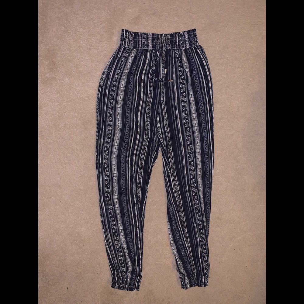 Blue and white “harem pants” boho